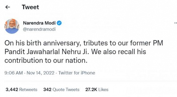 PM Modi pays tribute to Nehru on his birth anniversary PM Modi pays tribute to Nehru on his birth anniversary
